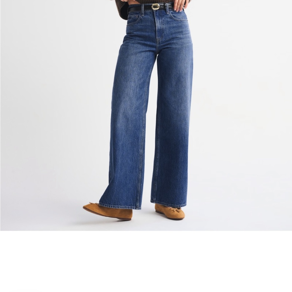 Abercrombie & Fitch Wide-Leg Dark Blue Denim Jeans